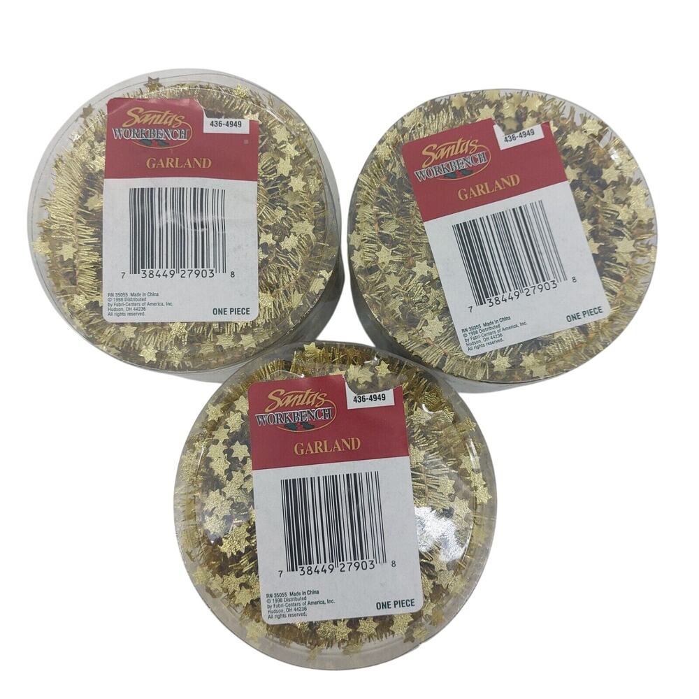 Midwest of Cannon Ribbon Santa's Gold Workbench Set of 3 Rolls Garland